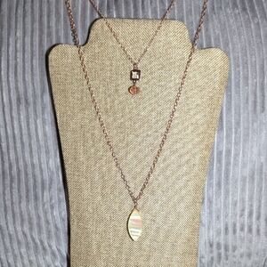 Elegant Rose Gold and Mother of Pearl Multi Chain Pendant Necklace